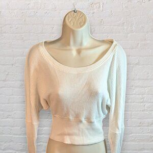 Truly Madly Deeply White Cropped Thermal Waffle Tee Size XS